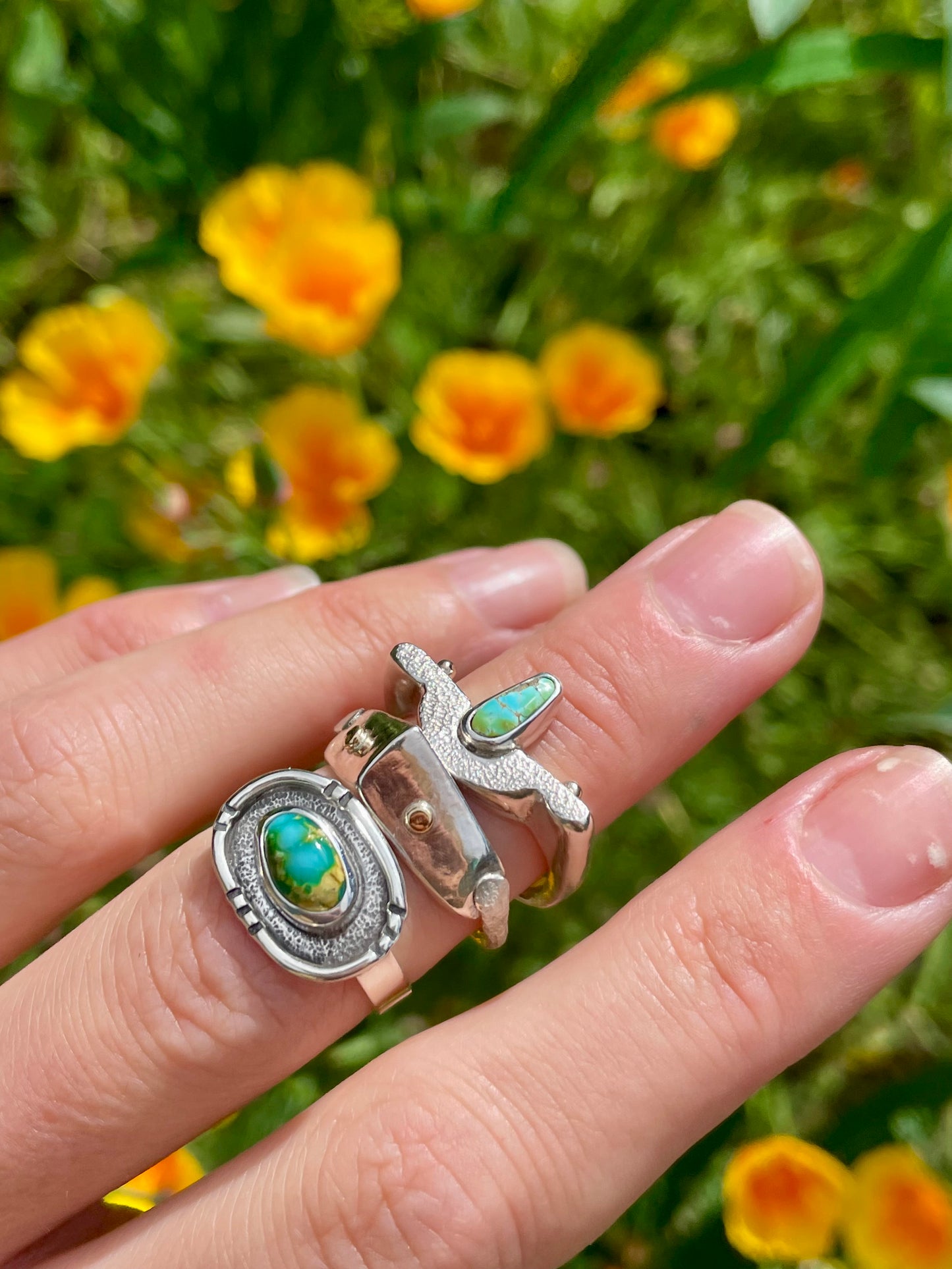 Sterling Silver and Gold detailed ring size 8