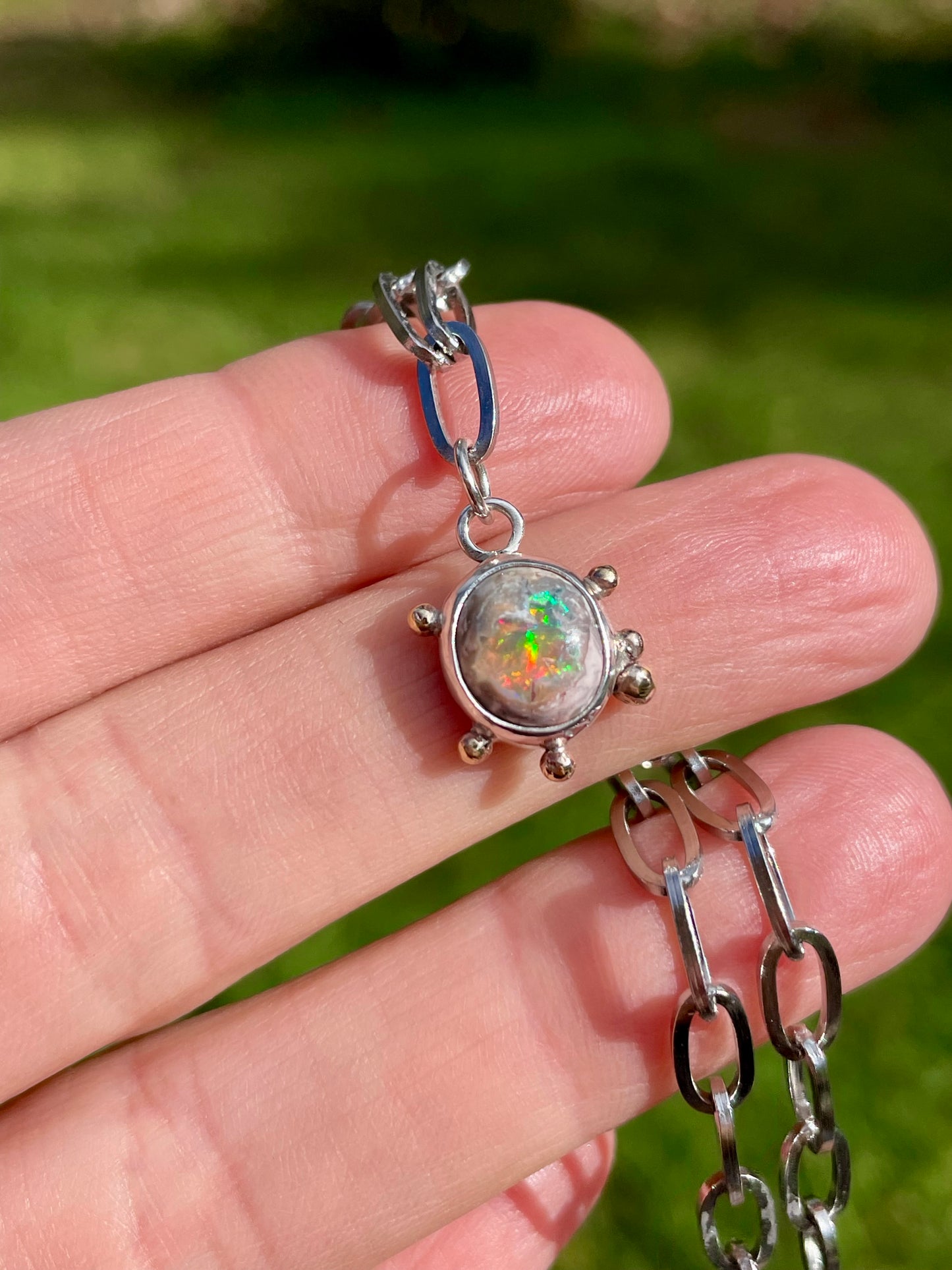 Mexican Fire Opal Chain Necklace 2