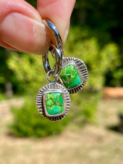 Recycled Square Sonoran Gold Turquoise Huggie Hoops