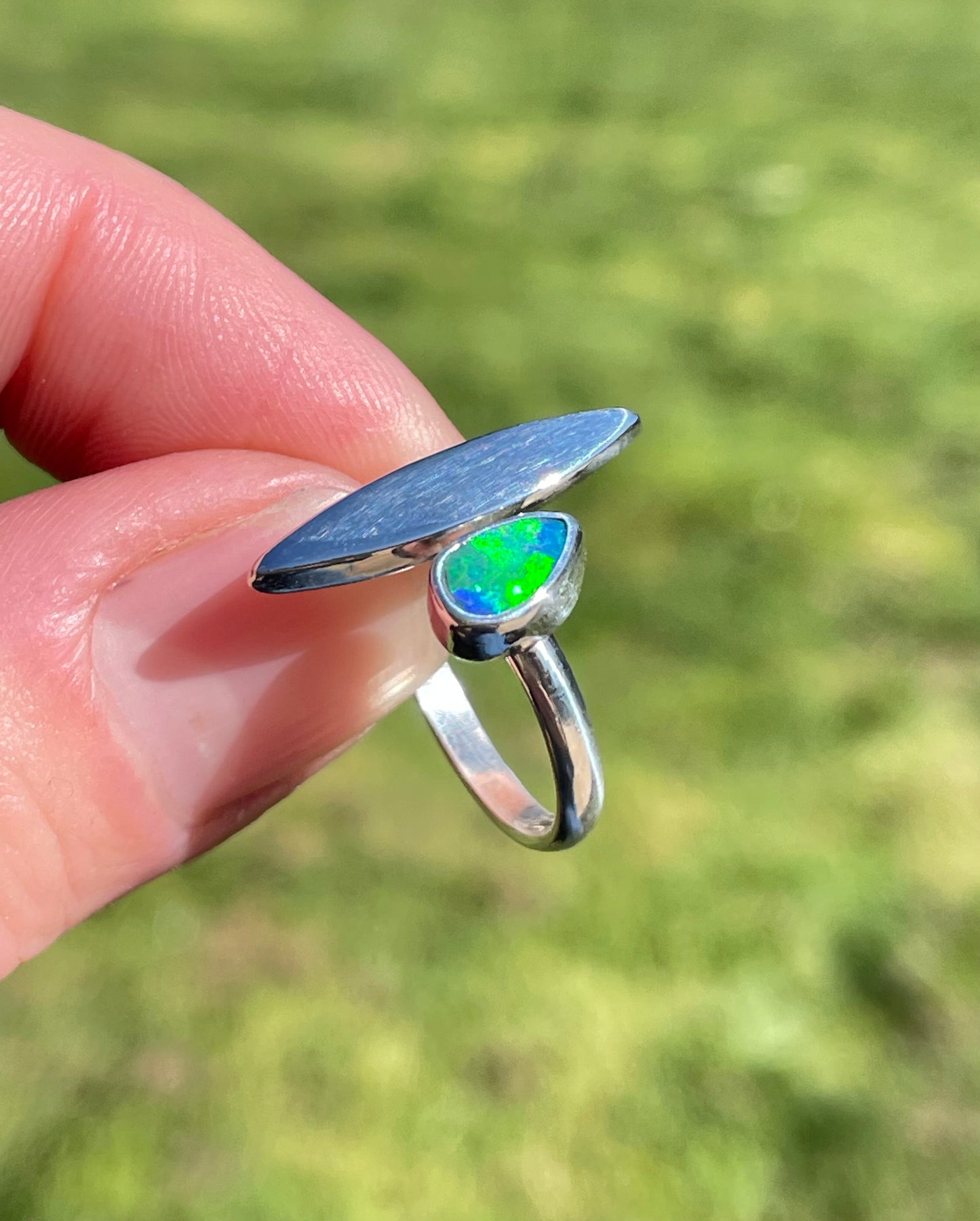 Australian Opal split Ring size 7-8.5