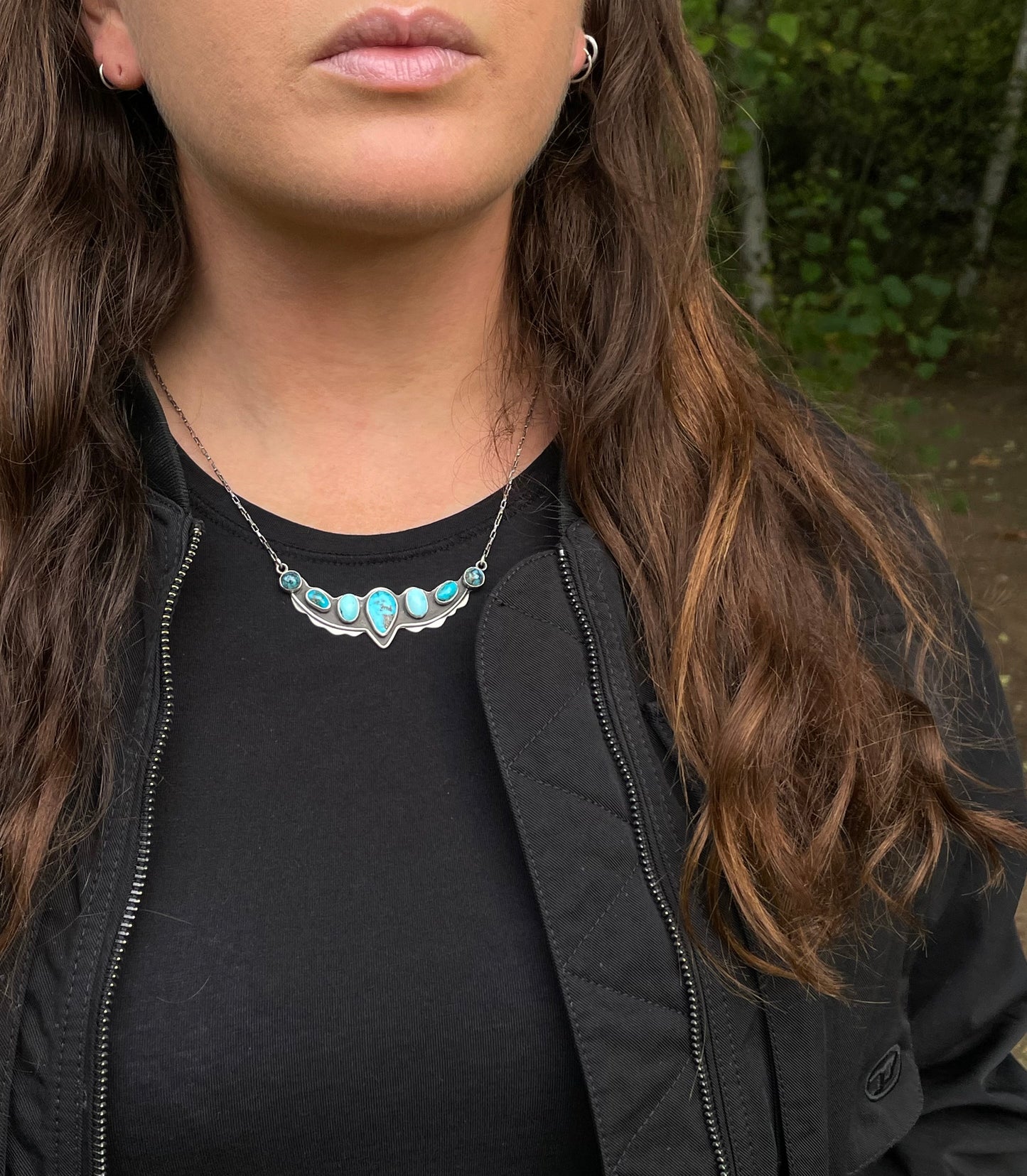 Seven Stone Turquoise Statement Necklace