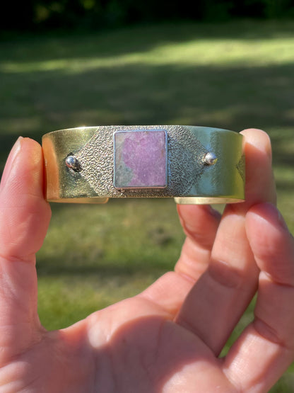 Heavy gauge Brass Cuff with inlay Variscite