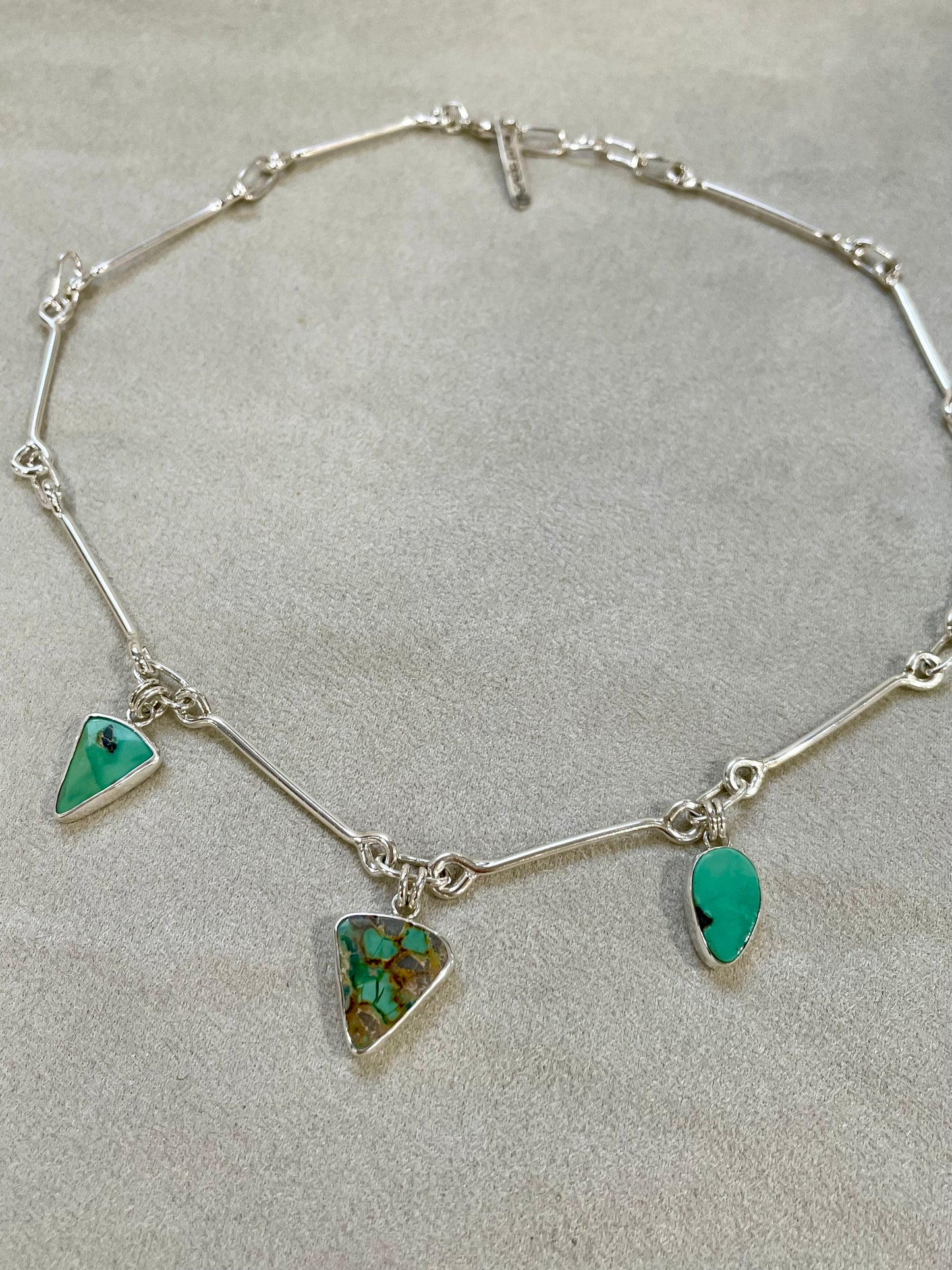 Handcrafted Chain with three Variscite 2