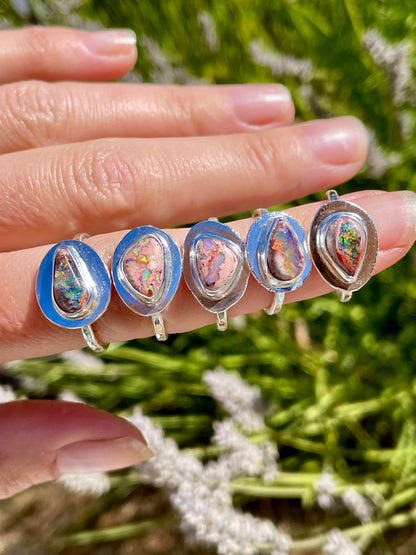 Recycled Mexican Fire Opal Ring size 6.5