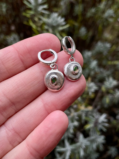 Mexican Fire Opal Huggie Hoop Earrings