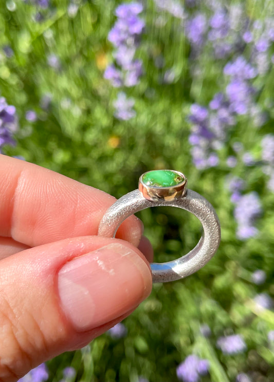 Sonoran Gold Turquoise in Sterling and 14k Gold size 8