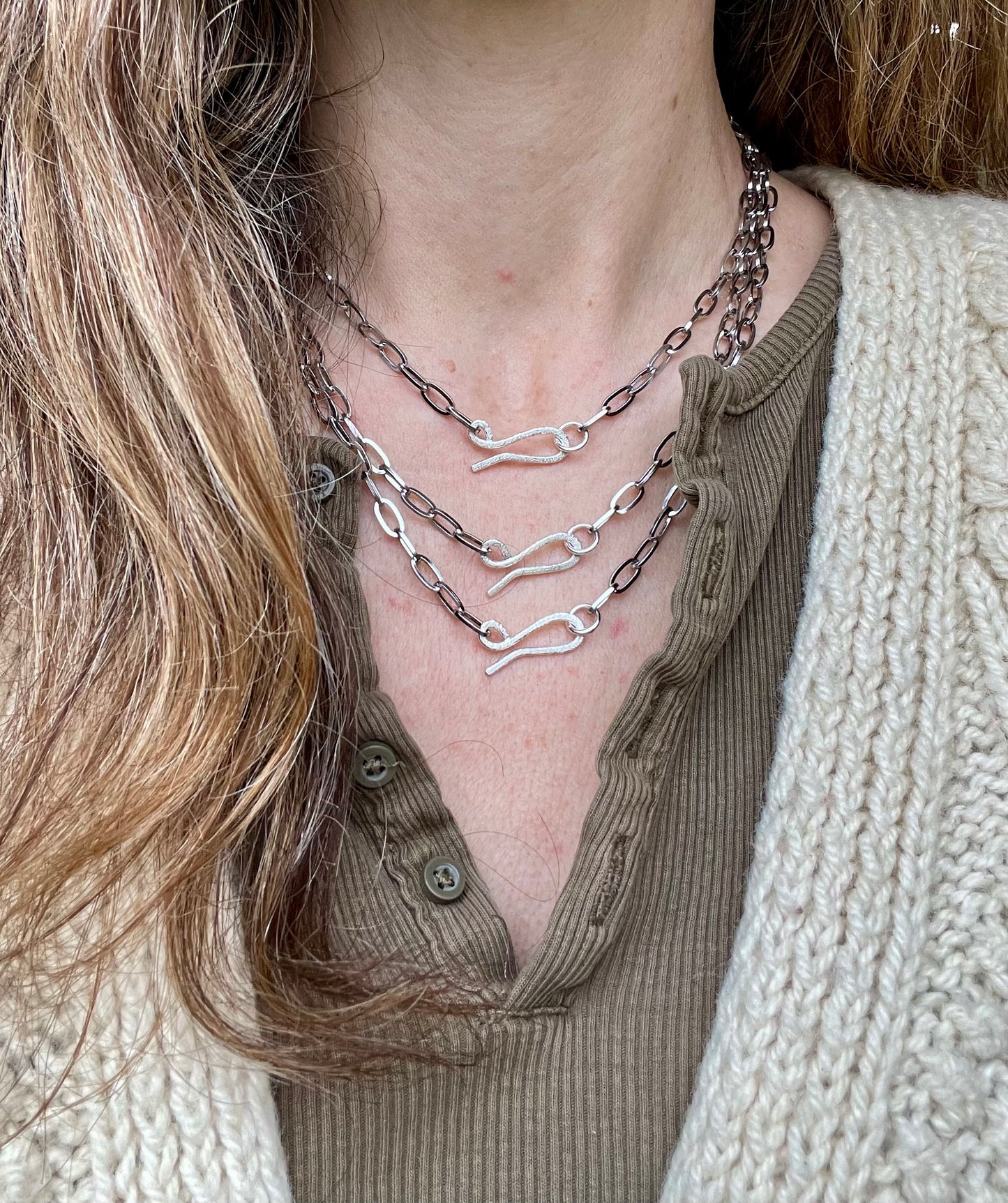 Stacking Necklace with oversized clasp