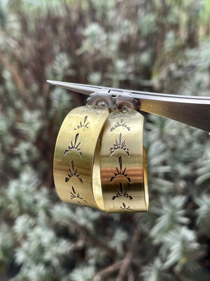 Hand stamped Brass Hoops 2