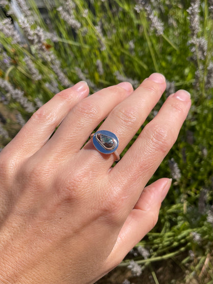 Recycled Mexican Fire Opal Ring size 8.5