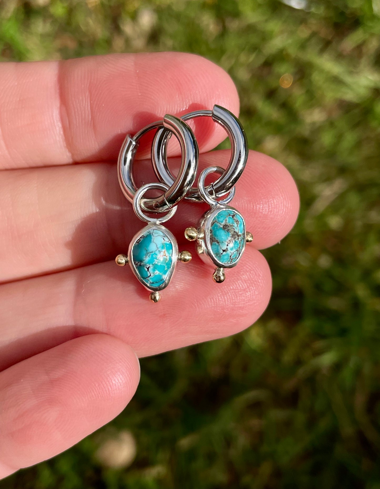 Turquoise Huggie Hoop