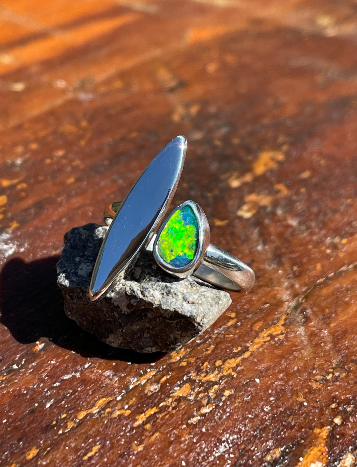 Australian Opal split Ring size 7-8.5