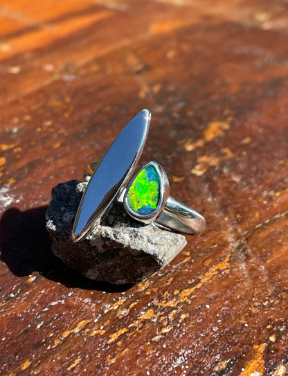 Australian Opal split Ring size 7-8.5