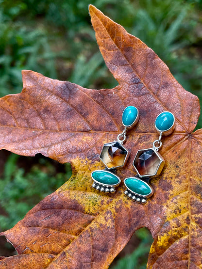 Turquoise and Montana Agate stud Earrings