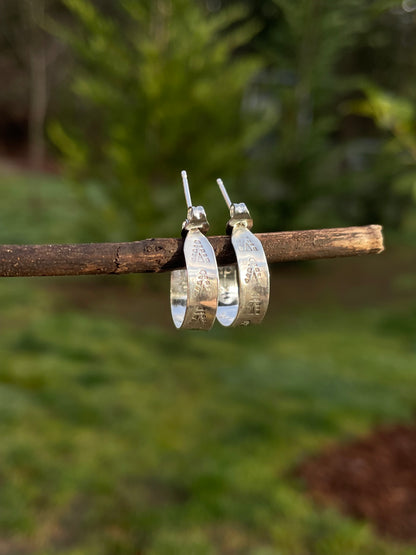 Hand stamped Sterling Hoops 3