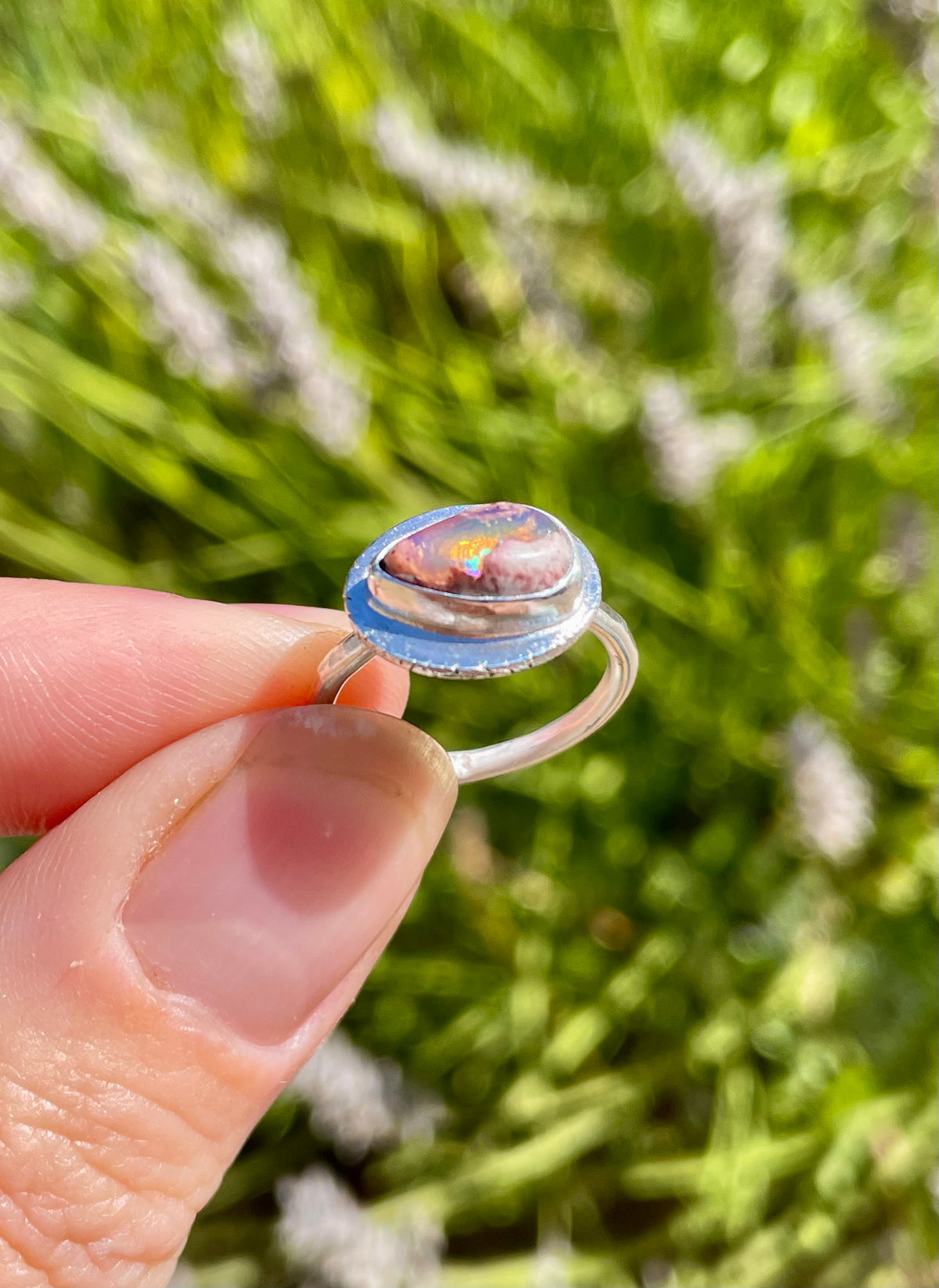 Recycled Mexican Fire Opal Ring size 5.25