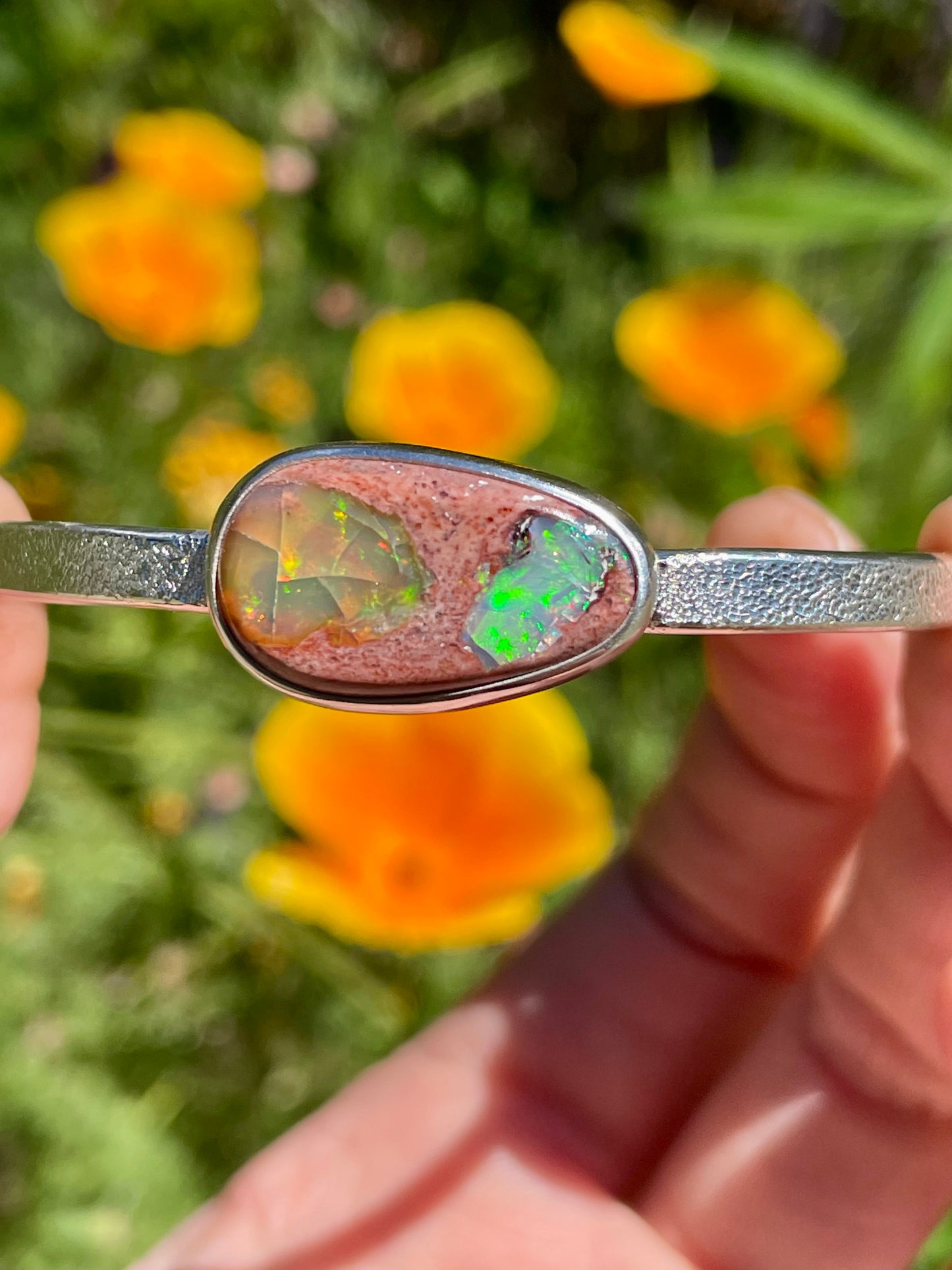 Mexican Fire Opal Cuff in Silver