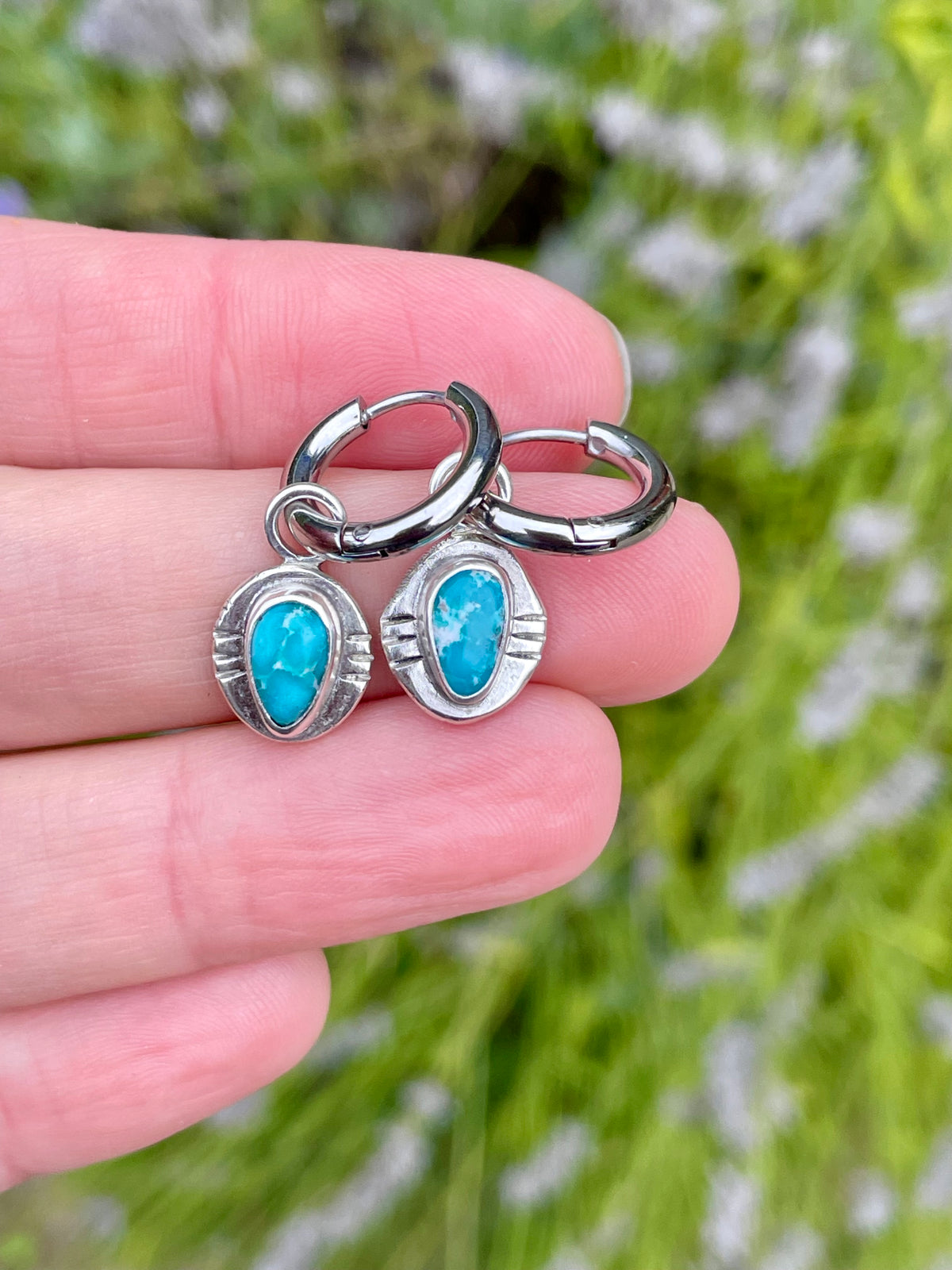 Whitewater turquoise Huggie Hoop Earrings 1