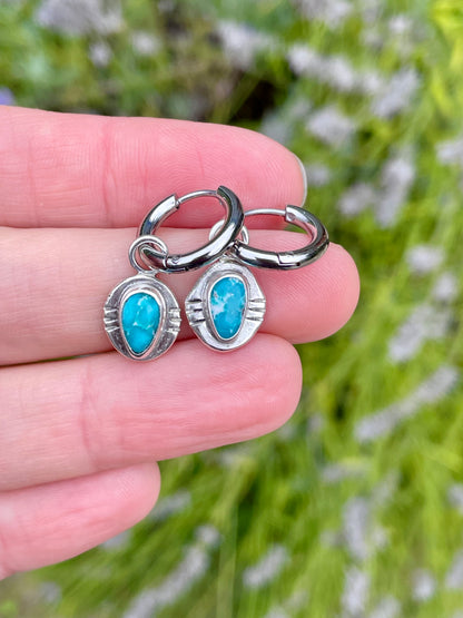 Whitewater turquoise Huggie Hoop Earrings 1