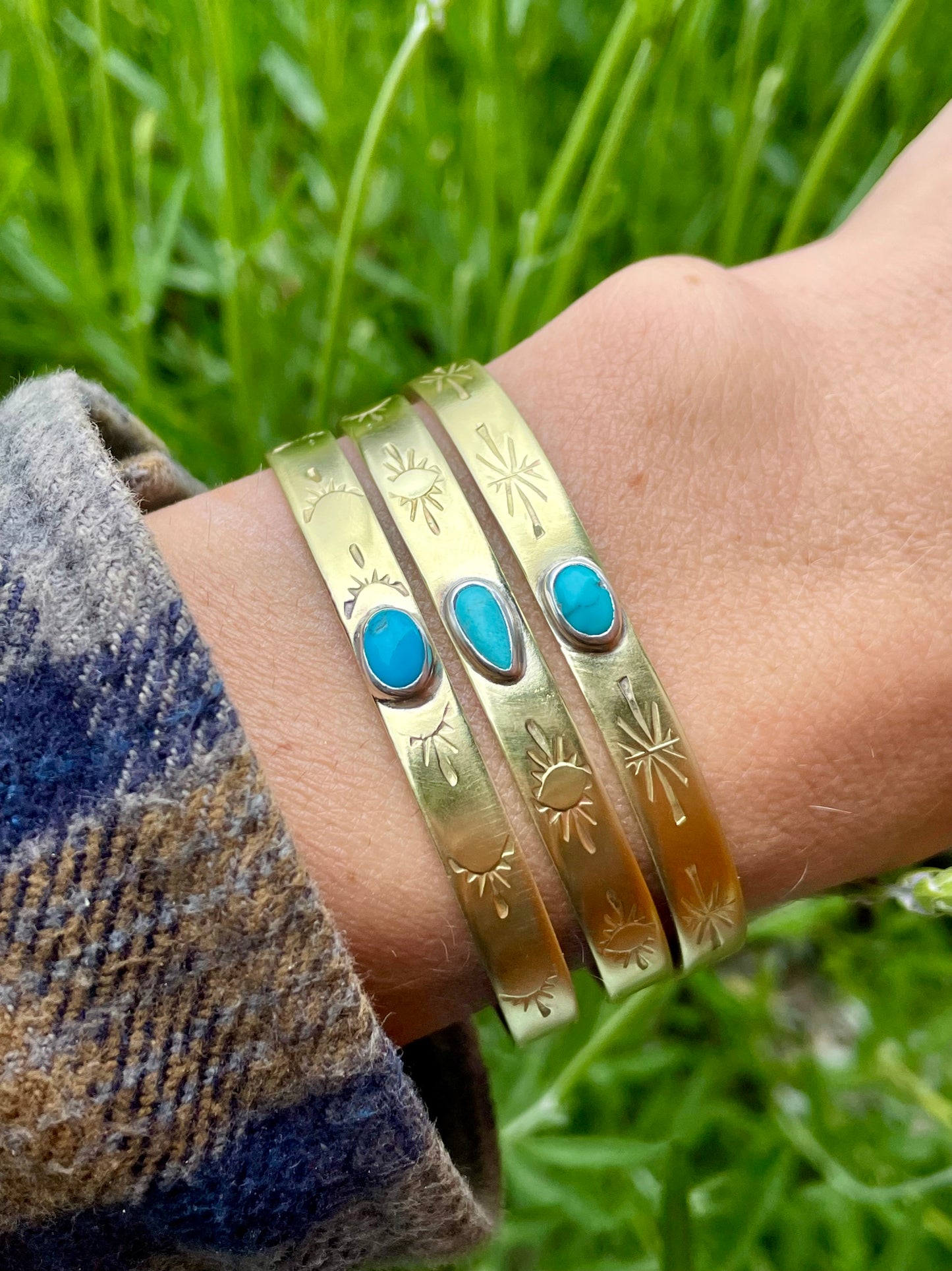 Turquoise Brass Cuff 2