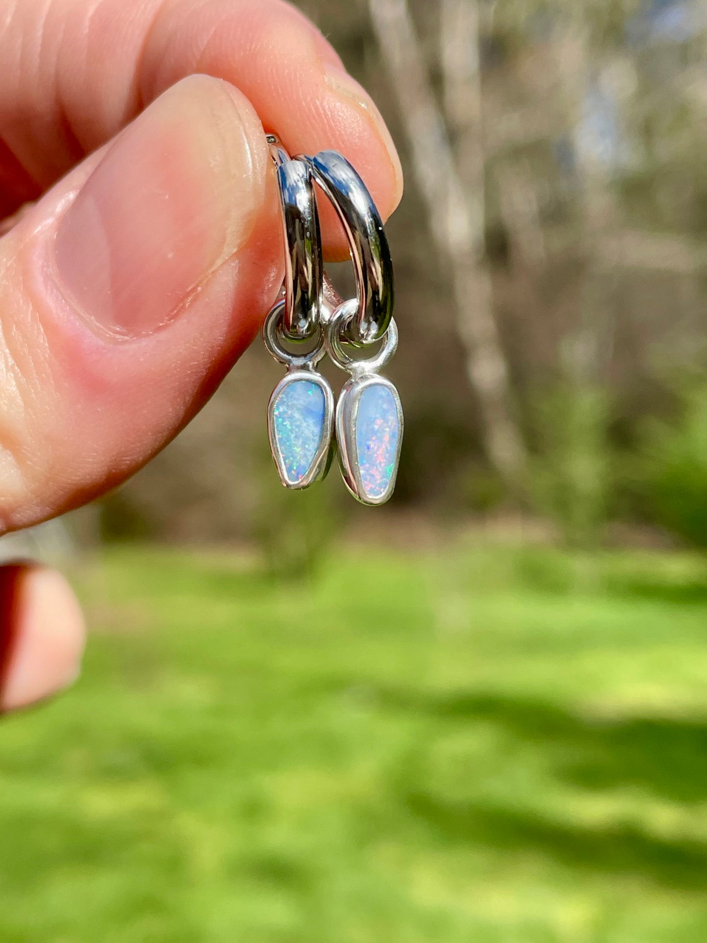 Australian Opal Huggie Hoop 2