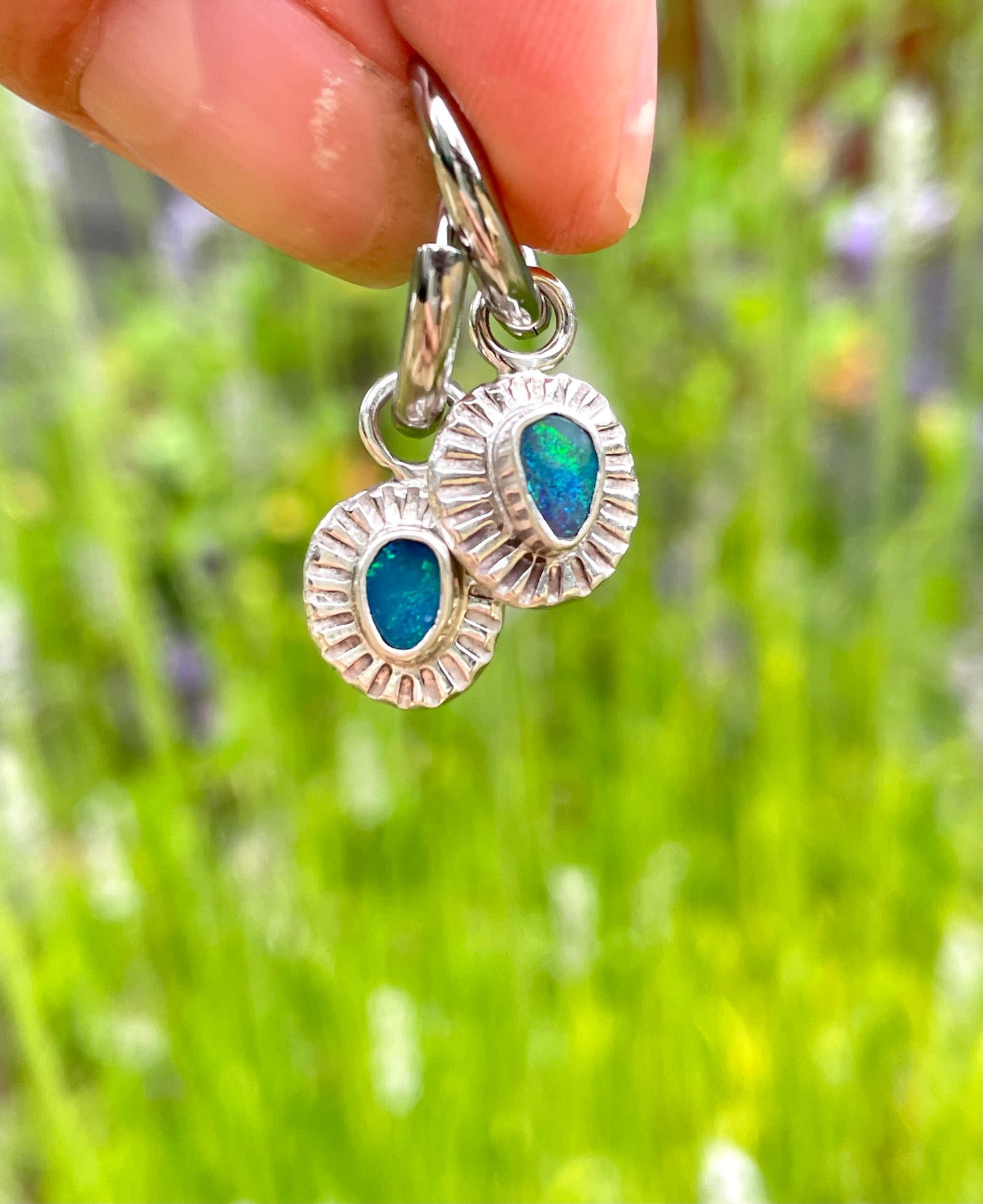 Australian Opal Huggie Hoops 1