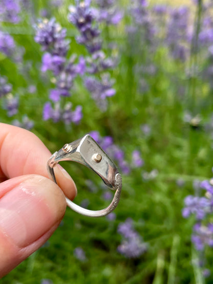 Sterling Silver and Gold detailed ring size 8