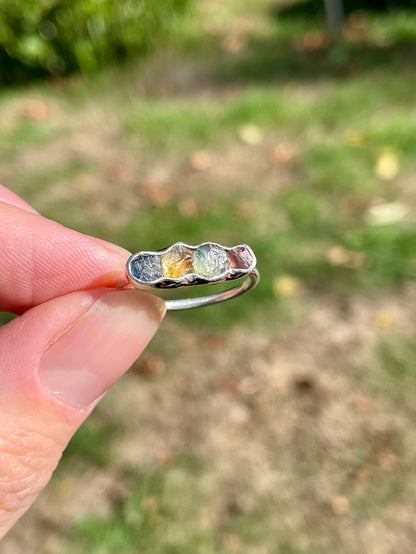 Raw Montana Sapphire Rainbow Ring Size 7.75