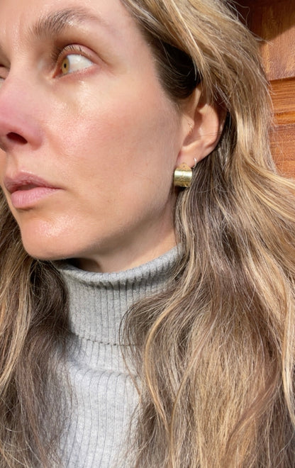 X-Small Hand stamped Brass Hoops 1