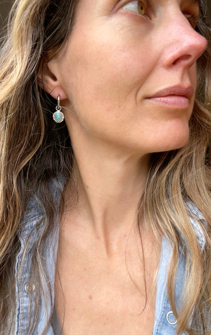 Whitewater turquoise Huggie Hoop Earrings 2