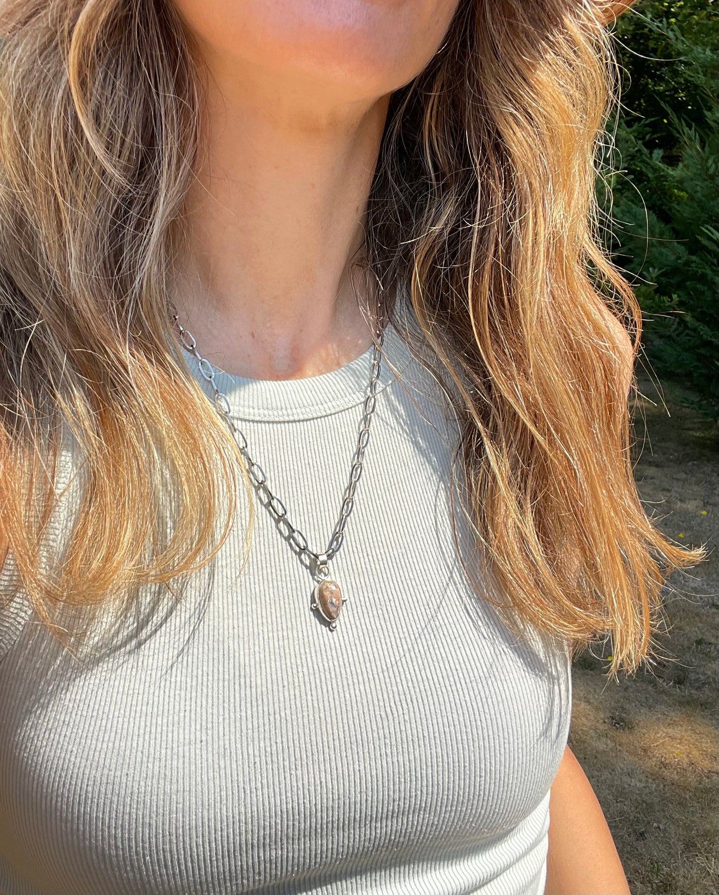 Mexican Fire Opal chain necklace 2