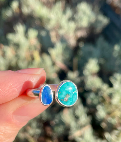4 Turquoise and Opal split ring size 8-9