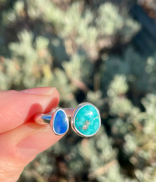 4 Turquoise and Opal split ring size 8-9