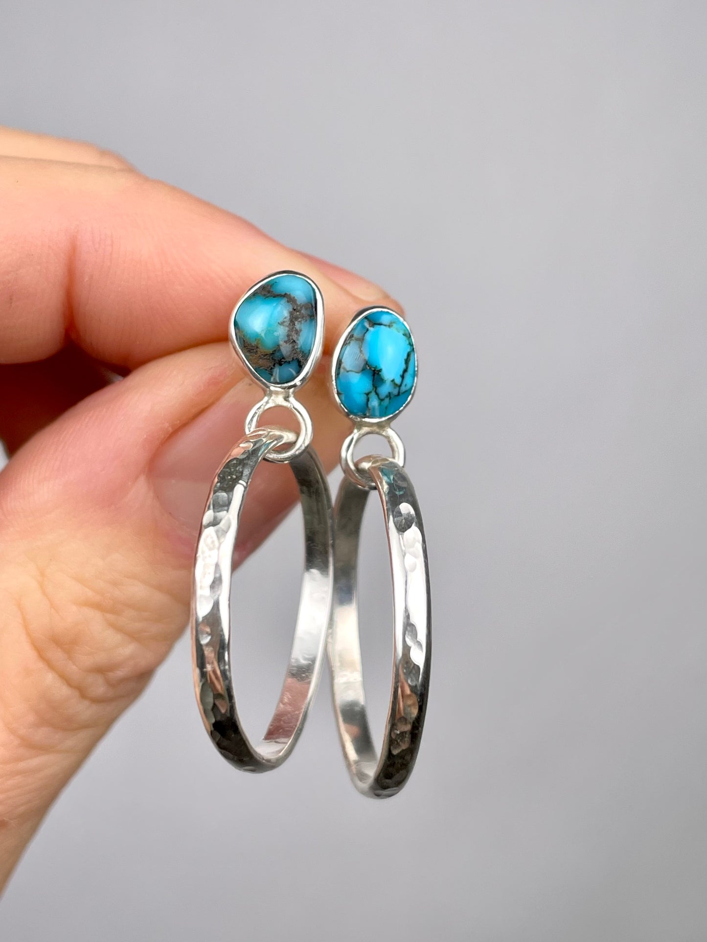 Turquoise Silver studs with hoops