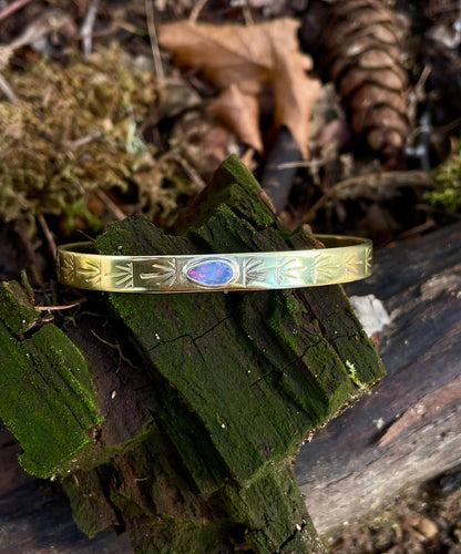 Australian Opal Brass Cuff 2