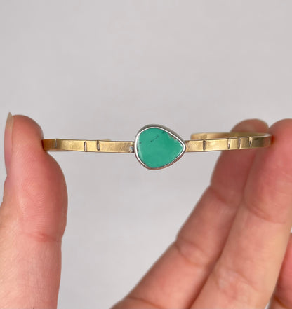 Brass and Sterling Variscite Cuff