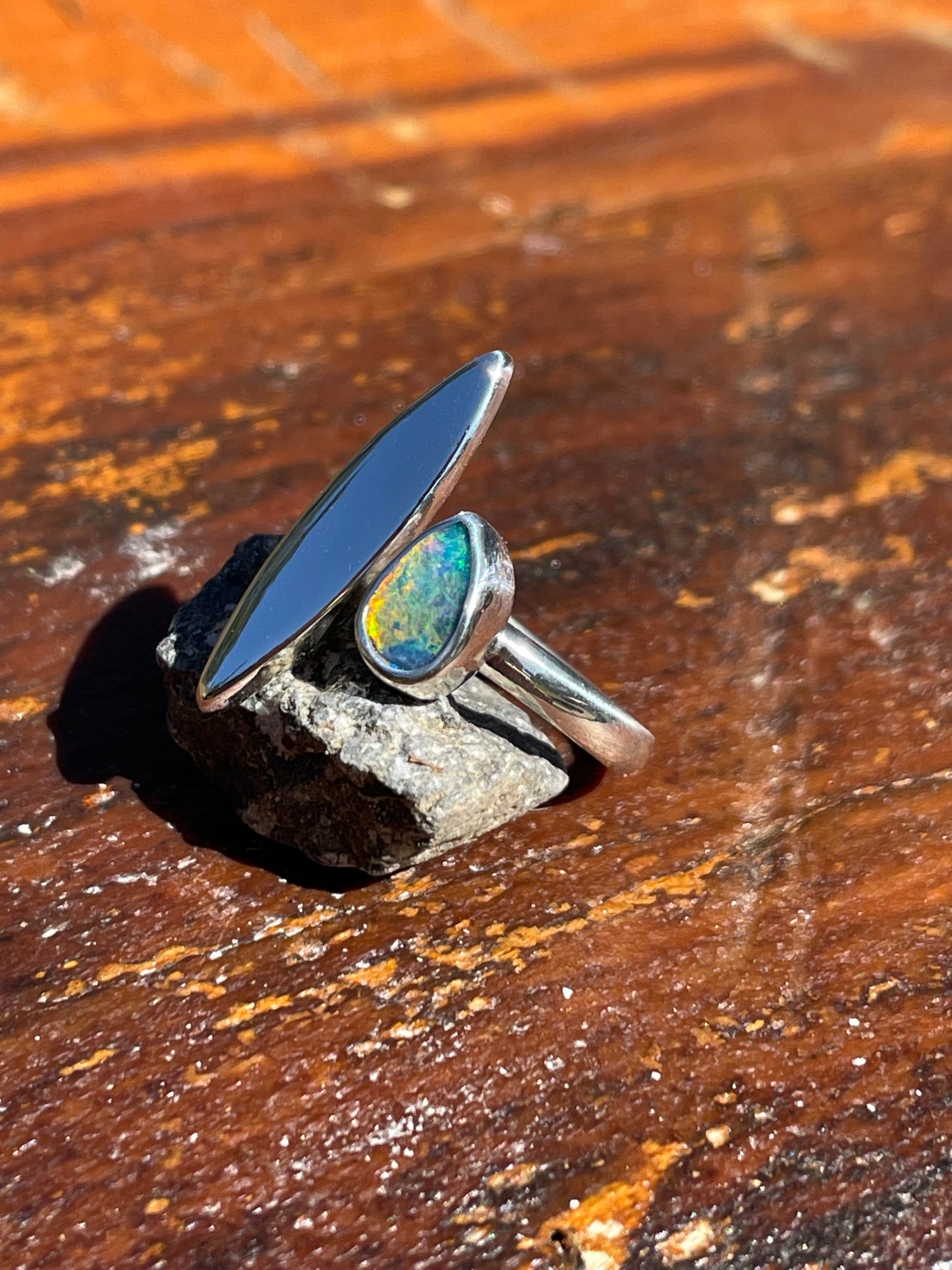 Australian Opal split Ring size 7-8.5
