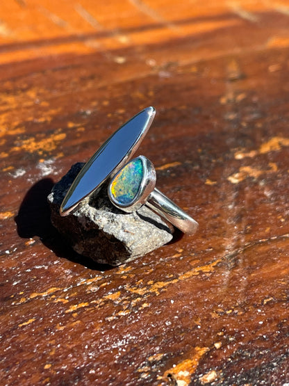 Australian Opal split Ring size 7-8.5