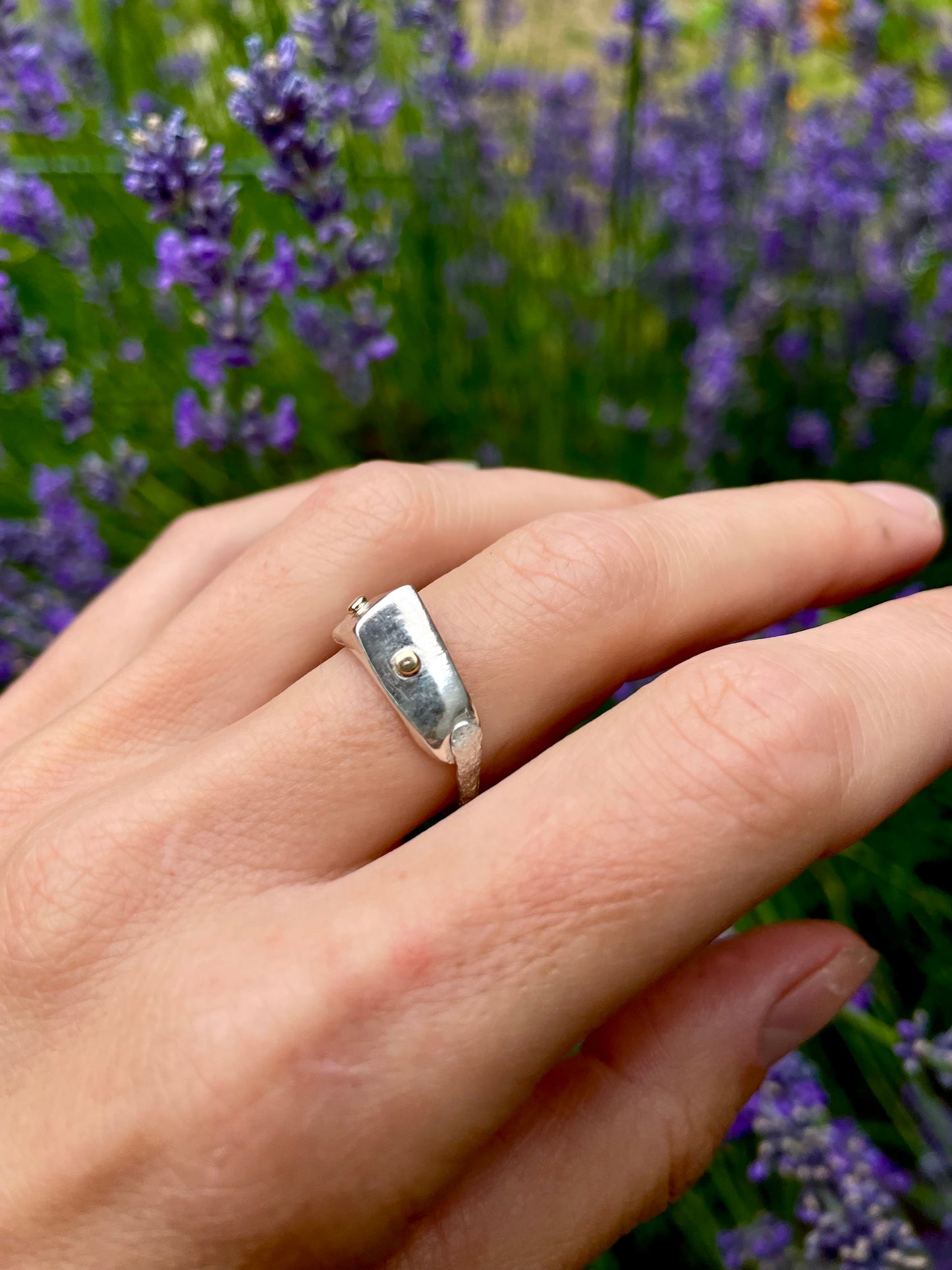 Sterling Silver and Gold detailed ring size 8