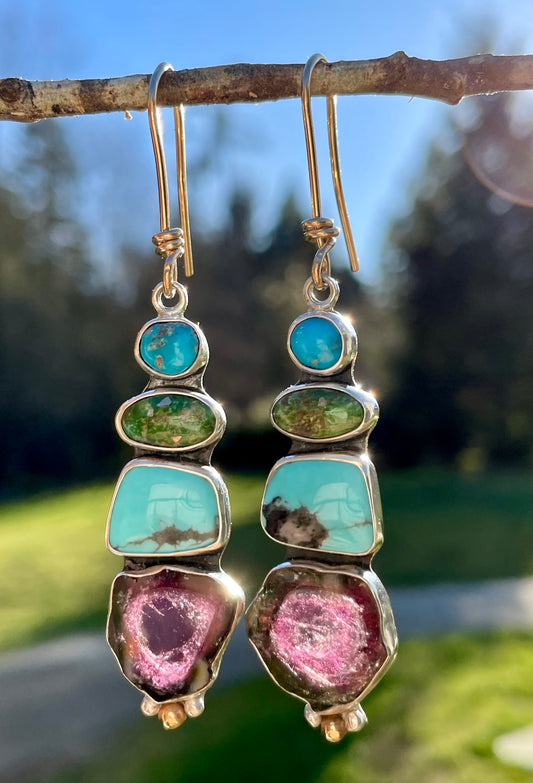 Turquoise and Tourmaline Earrings *New