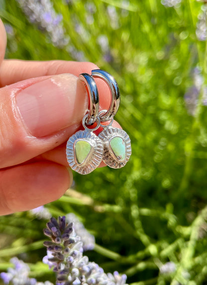 Blue Gem Turquoise Huggie Hoops