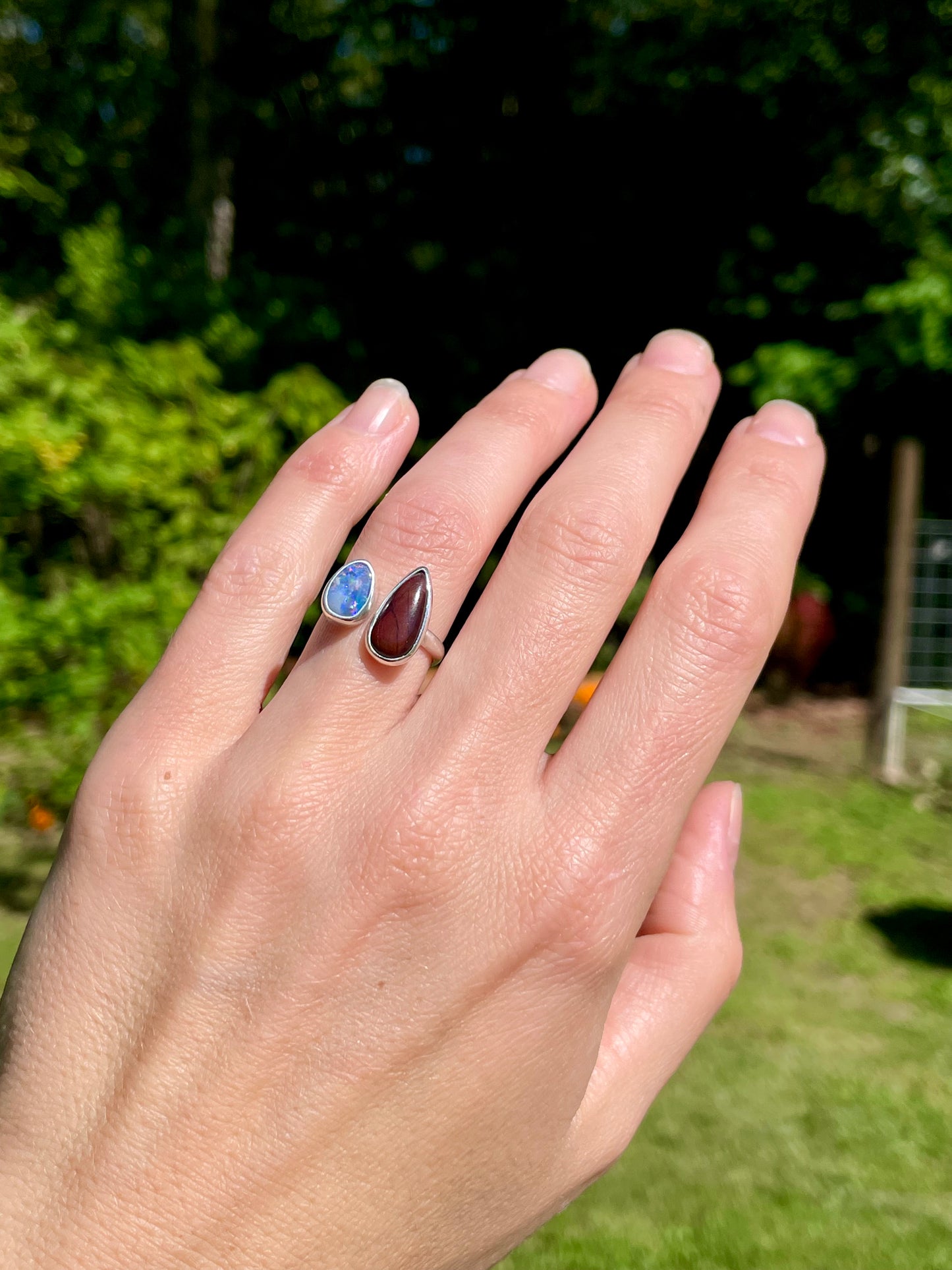 Opal and Jasper split ring size 6.5-7.5
