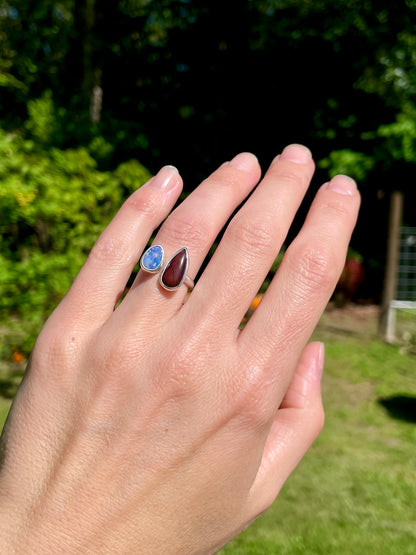 Opal and Jasper split ring size 6.5-7.5