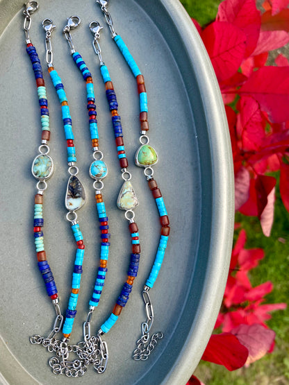 Kingman Turquoise beaded bracelet 1