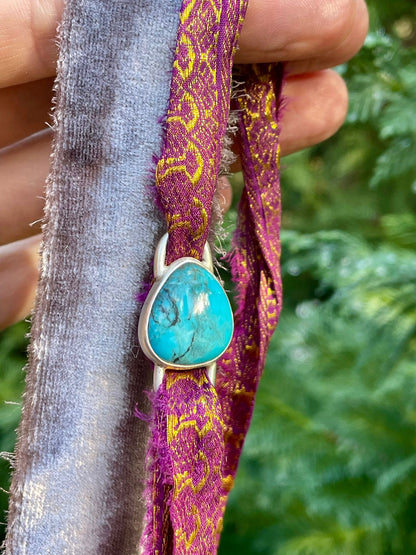 Kingman Turquoise - Wrap Around Stone Charm