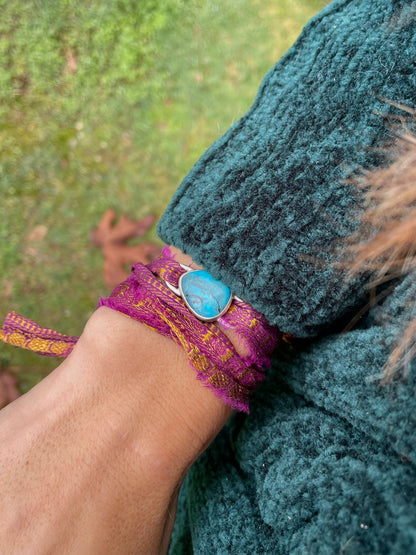 Kingman Turquoise - Wrap Around Stone Charm