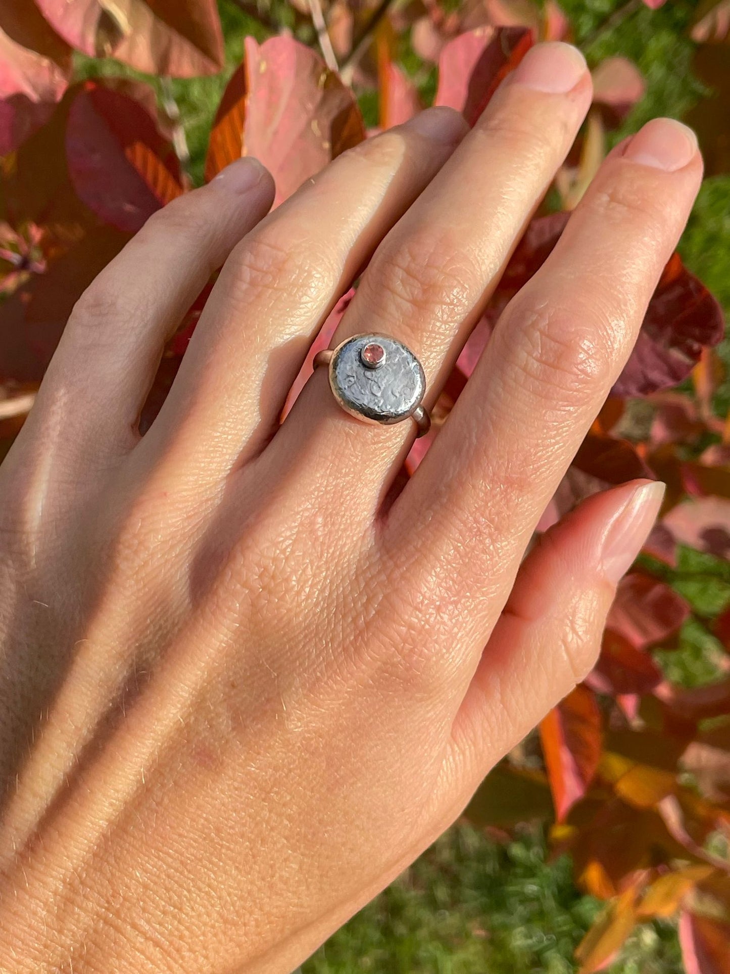 Recycled Sterling ring with Oregon Sunstone
