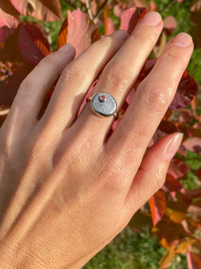 Recycled Sterling ring with Oregon Sunstone