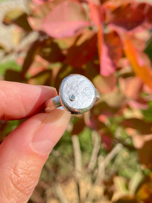 Recycled Sterling ring with Montana Sapphire