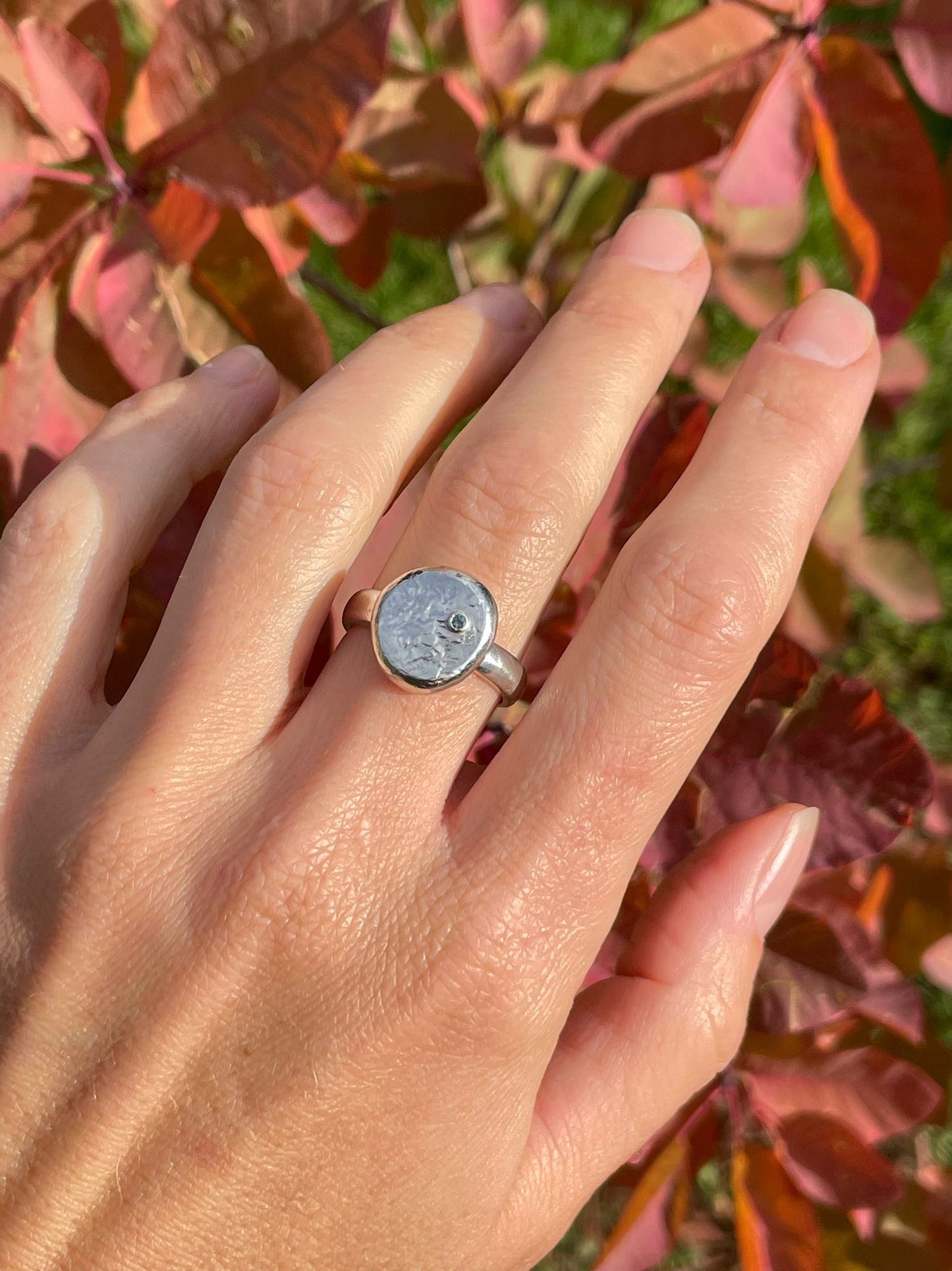 Recycled Sterling ring with Montana Sapphire