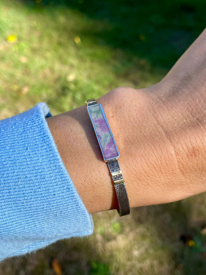 Sterling Variscite Cuff with 14k Gold accents